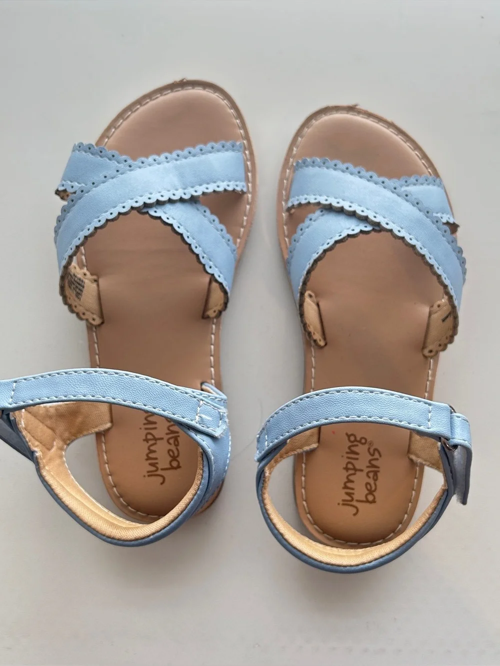 Jumping Beans Light Blue Girls Scalloped Strap Sandals Size 11